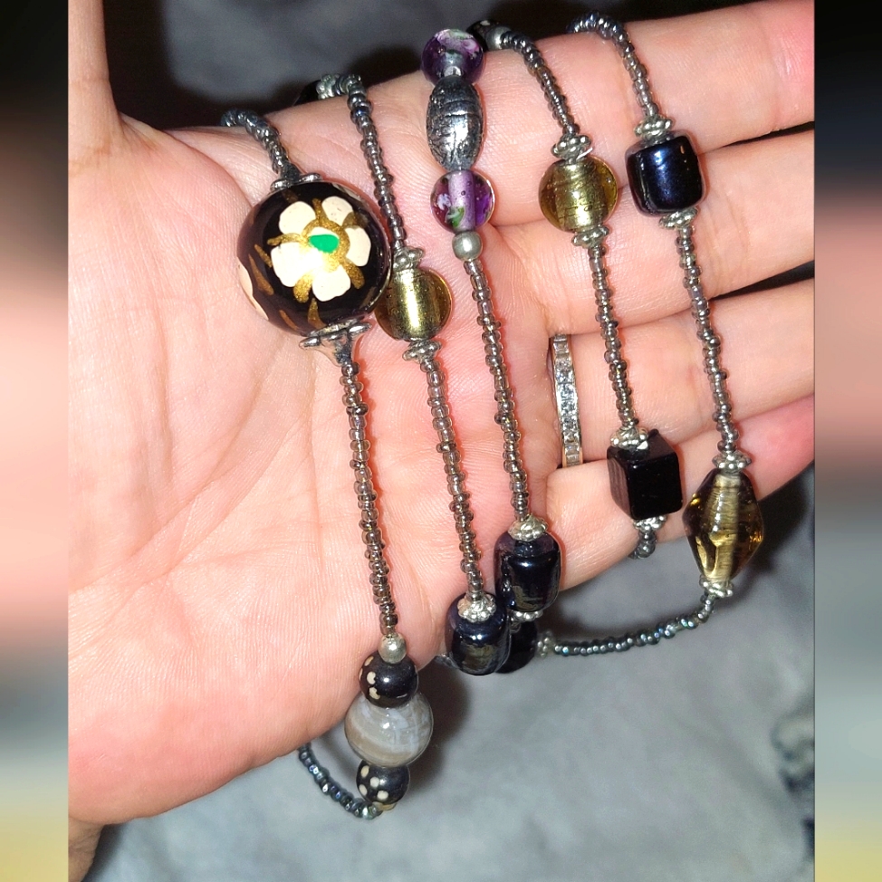 Vintage Opera Length Multicolor Hand Painted Beaded Necklace Smoke Free Home 48 40$